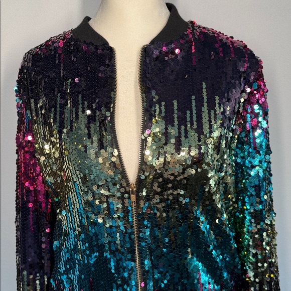❤️3/$30 Touch Me Sequin Bomber Jacket - Multicolor - Picture 2 of 11